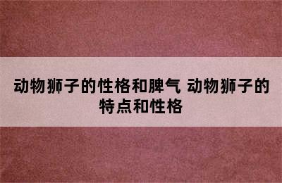 动物狮子的性格和脾气 动物狮子的特点和性格